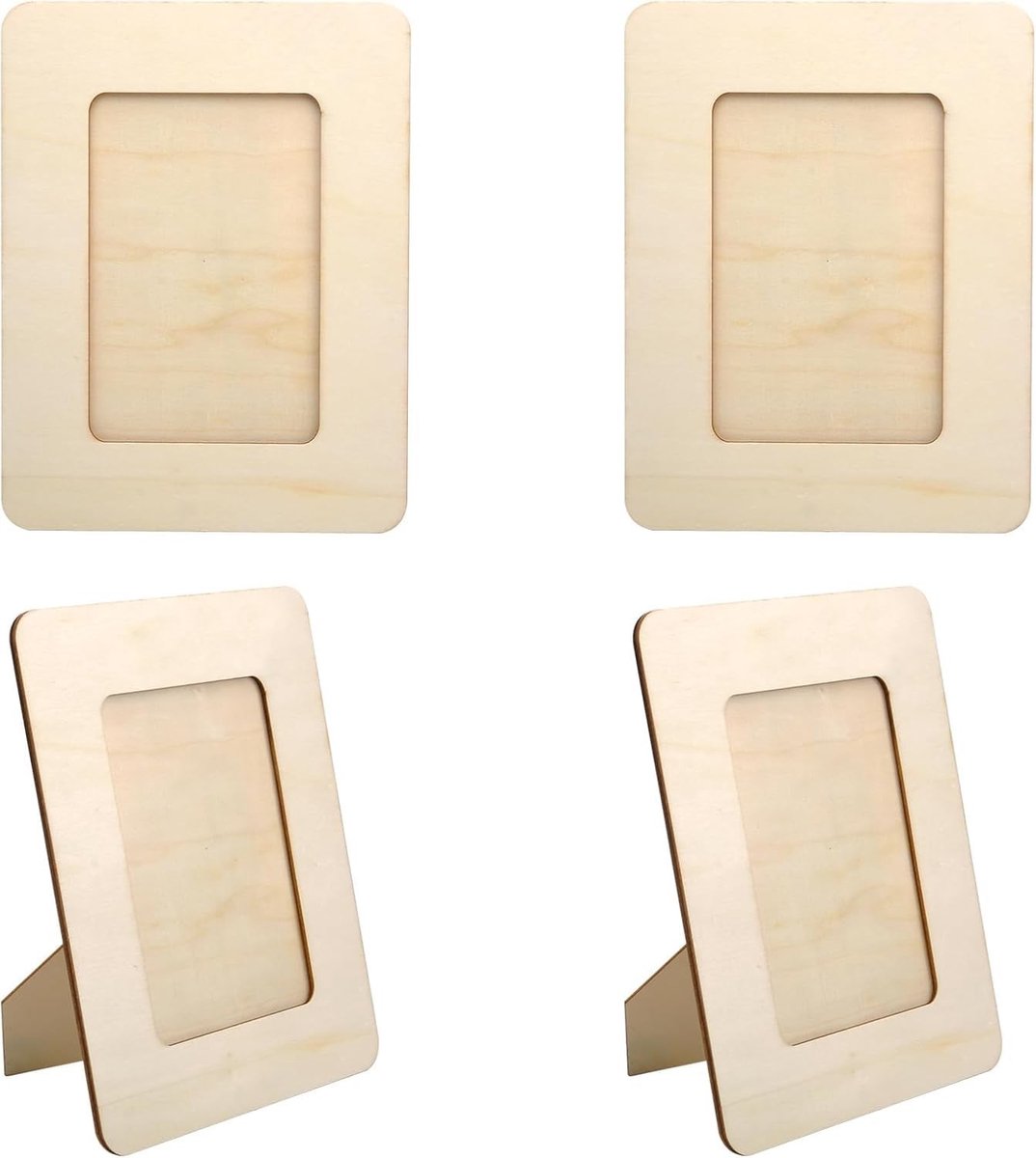 Omgoods - 4 Stuks Houten Fotolijsten voor Doe-Het-Zelf Projecten