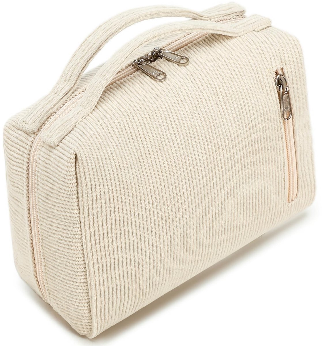 Omgoods - Cosmetica Organizer Makeup Tas met Rits, Corduroy Beige