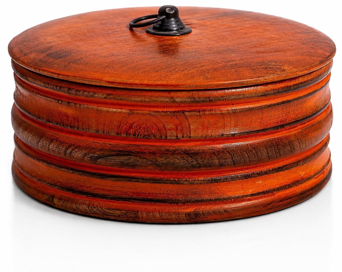 Omgoods - Houten Tortillawarmhouder met Deksel 23 cm