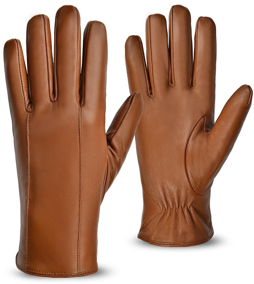 Omgoods - Heren Leren Handschoenen met Warme Kasjmier Voering