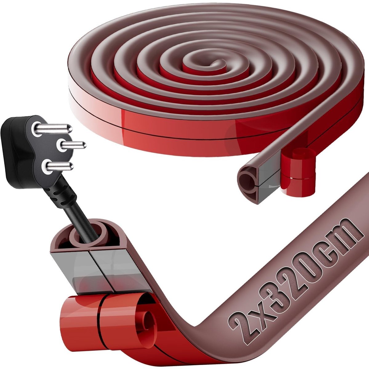 Omgoods - SWTYExt Kabelgoot Zelfklevend 3.2m x 2cm - Bruine PVC Kabelbescherming voor Thuis en Kantoor