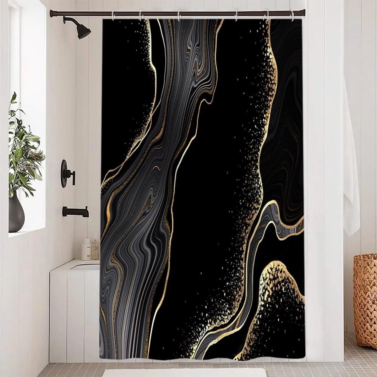 Omgoods - Marmerlook Douchgordijn 120 x 180 cm met Waterproof Stof