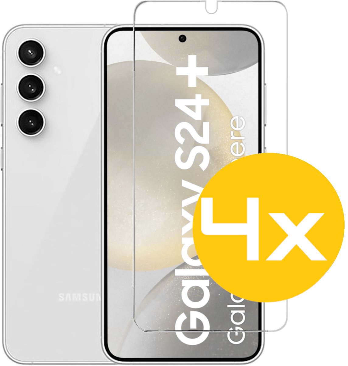 Screenprotector Geschikt Voor Samsung Galaxy S24+ (S24 PLUS) - Glasplaat - Tempered Glass - 4 Stuks