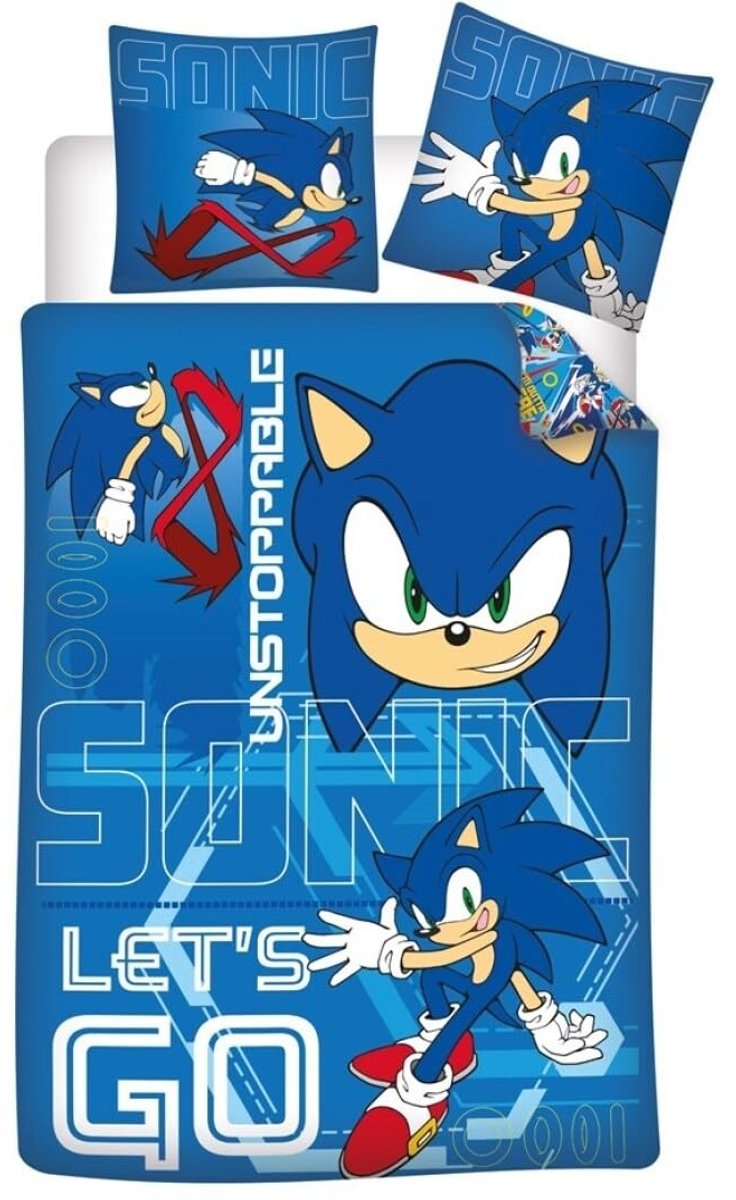 Omgoods - Omkeerbaar Dekbedovertrek met Sonic The Hedgehog Motief