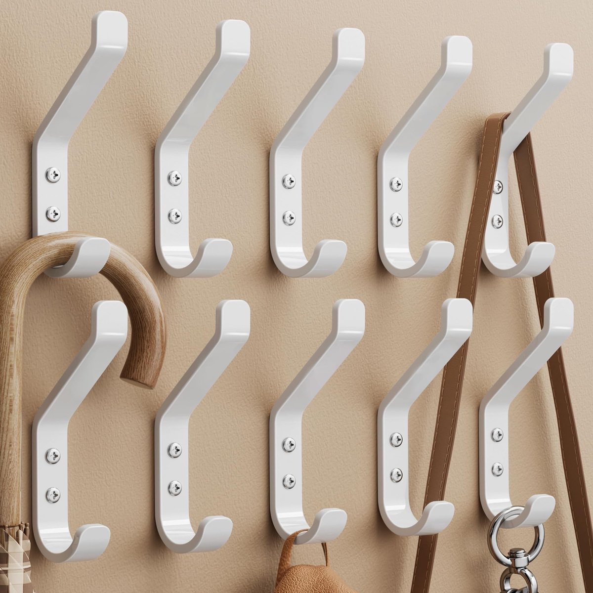 Omgoods - Set van 10 Robuuste Wandhaken voor Kleding en Accessoires