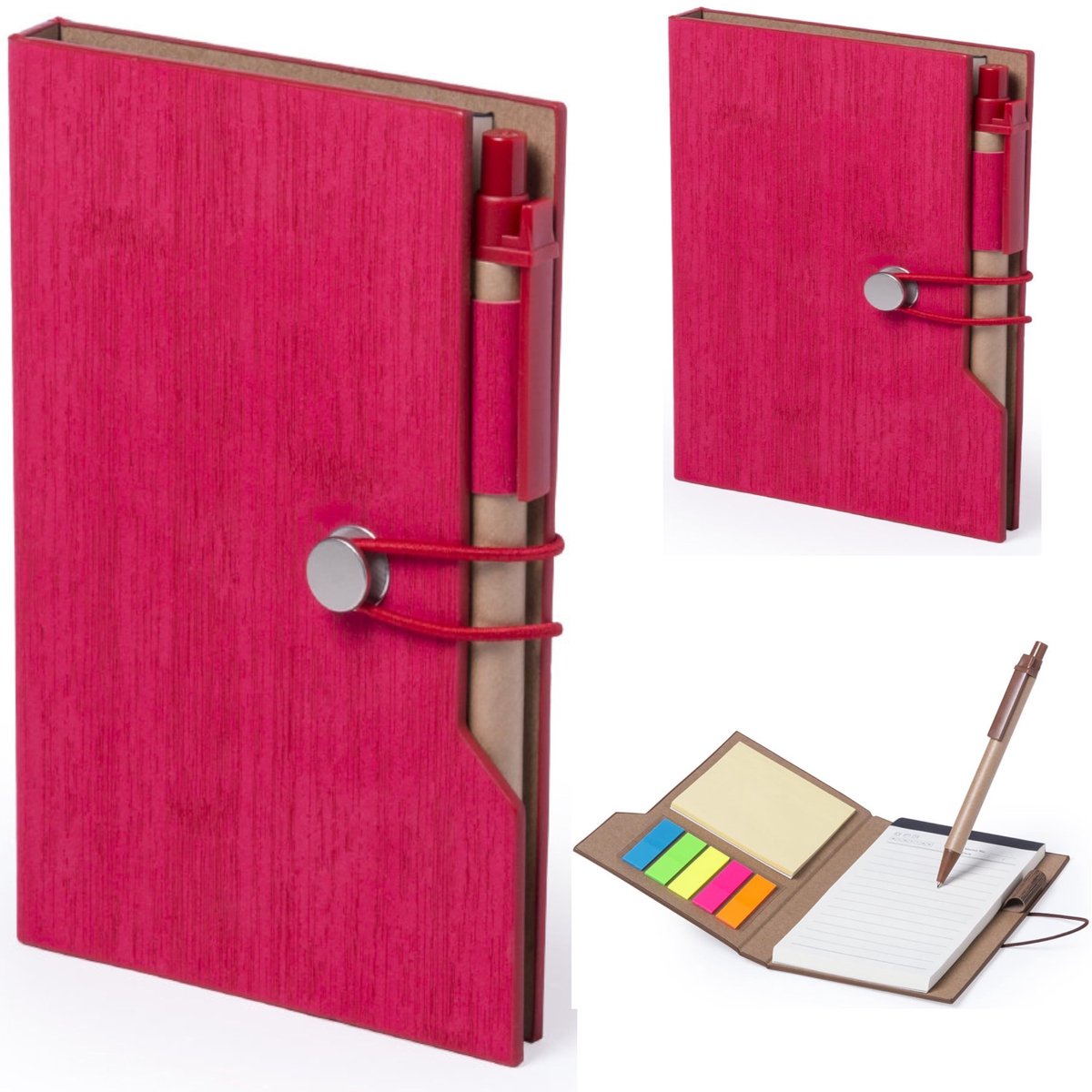 Omgoods - Set van 3 A5 Notitieboeken met Balpen en Sticky Notes