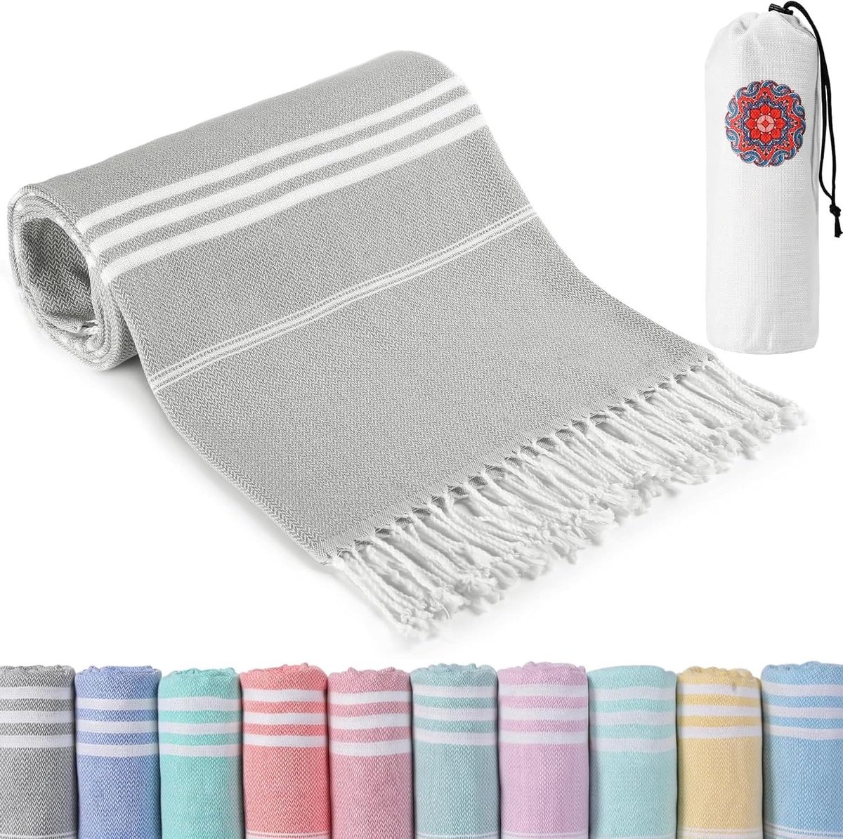 Omgoods - XXL Katoenen Strandhanddoek 180 x 80 cm met Milieuvriendelijke Microvezel