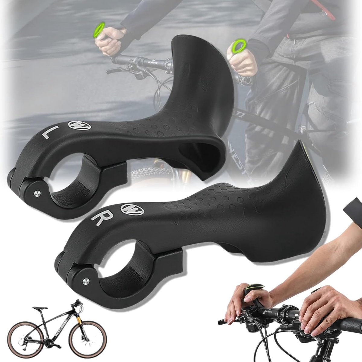 1 Pair MTB Bike Grips, Ergonomic MTB Handles, Non-slip Bicycle Grips, Comfortable Bicycle Grips, Lightweight Mountain - ShopVlot