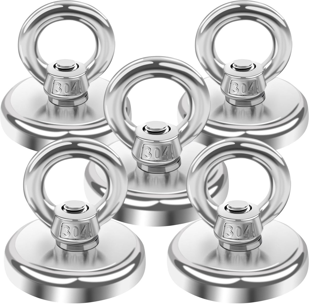 SnelShoppen - 5x Neodymium Magnet 32mm Extra Sterk, 45kg Haak Magneten met Gat voor Lockers en Cruises, Ideaal voor Thuis, Tuin, Camping en Klussen