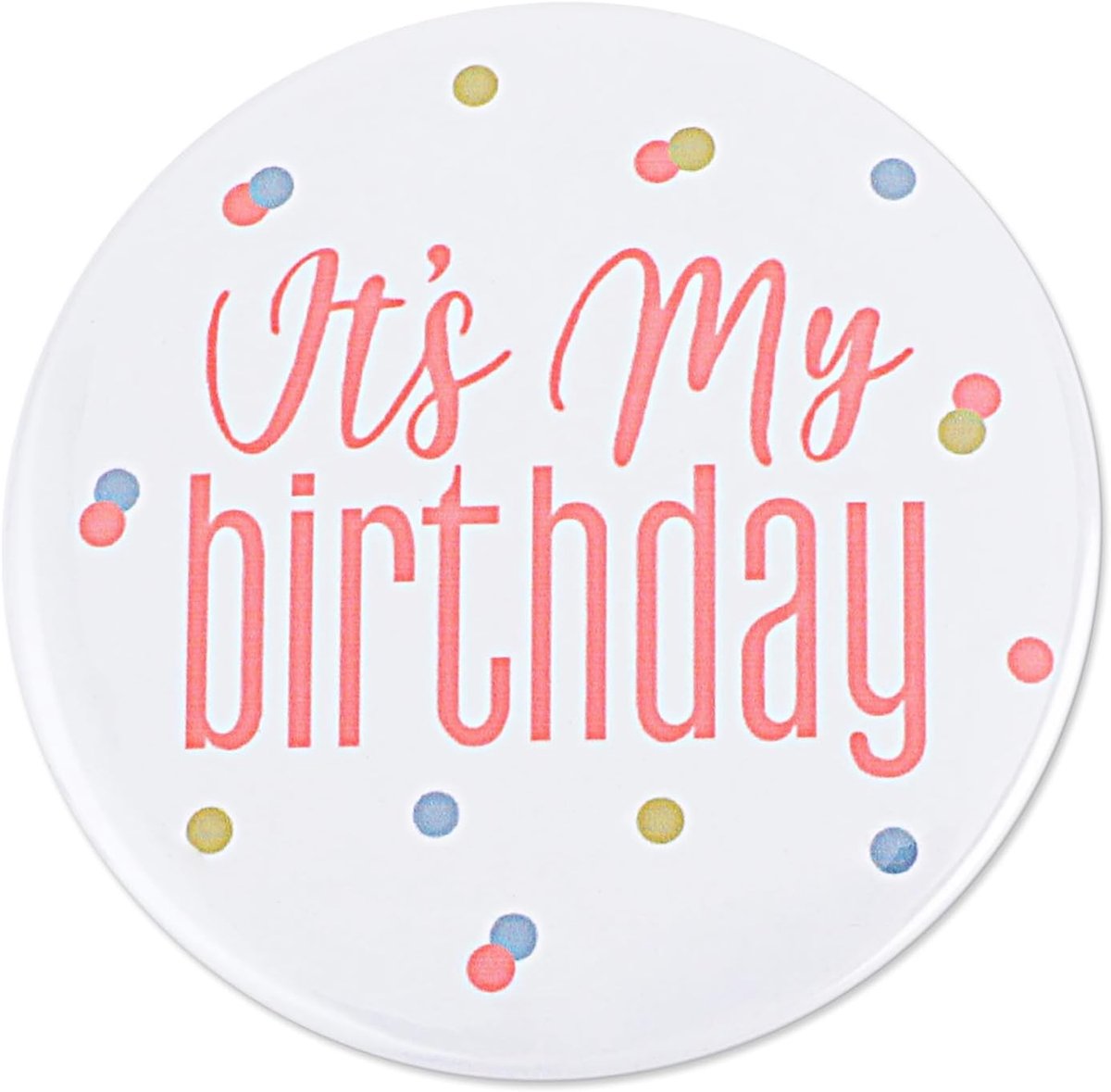 Verjaardagspinnetje 'It's My Birthday' - Witte metalen ronde badge - Feestdecoratie voor volwassenen en kinderen - ShopVlot