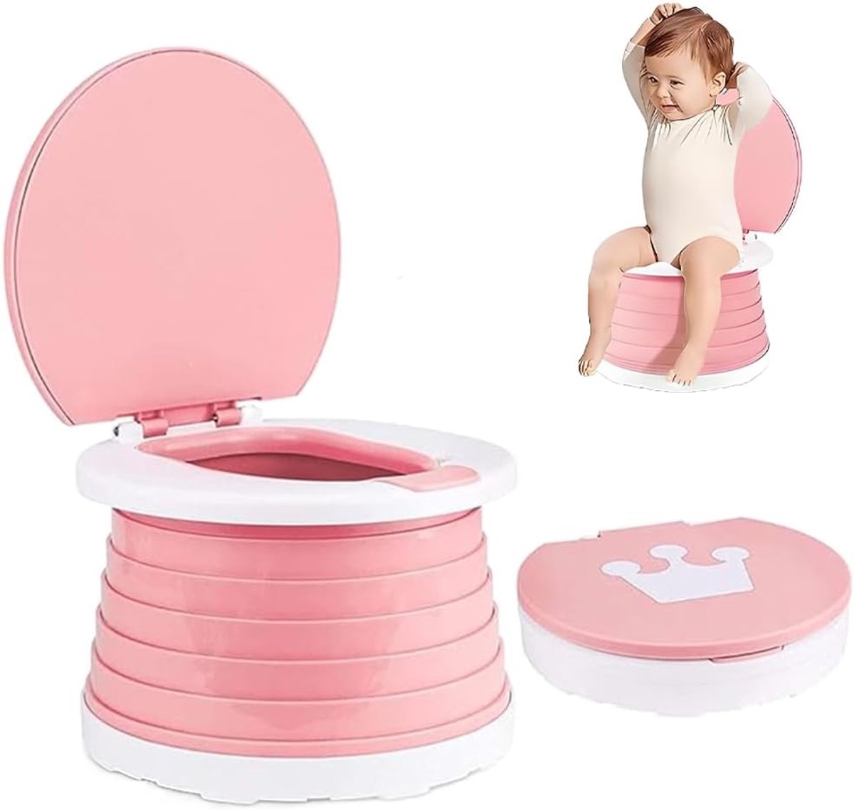 SnelShoppen - Vouwbare Toilet Bril Kinderen Potty Draagbare Reis Toilet Seat voor Meisjes en Jongens, Baby Toilet Seat voor Camping, Auto en Thuisgebr