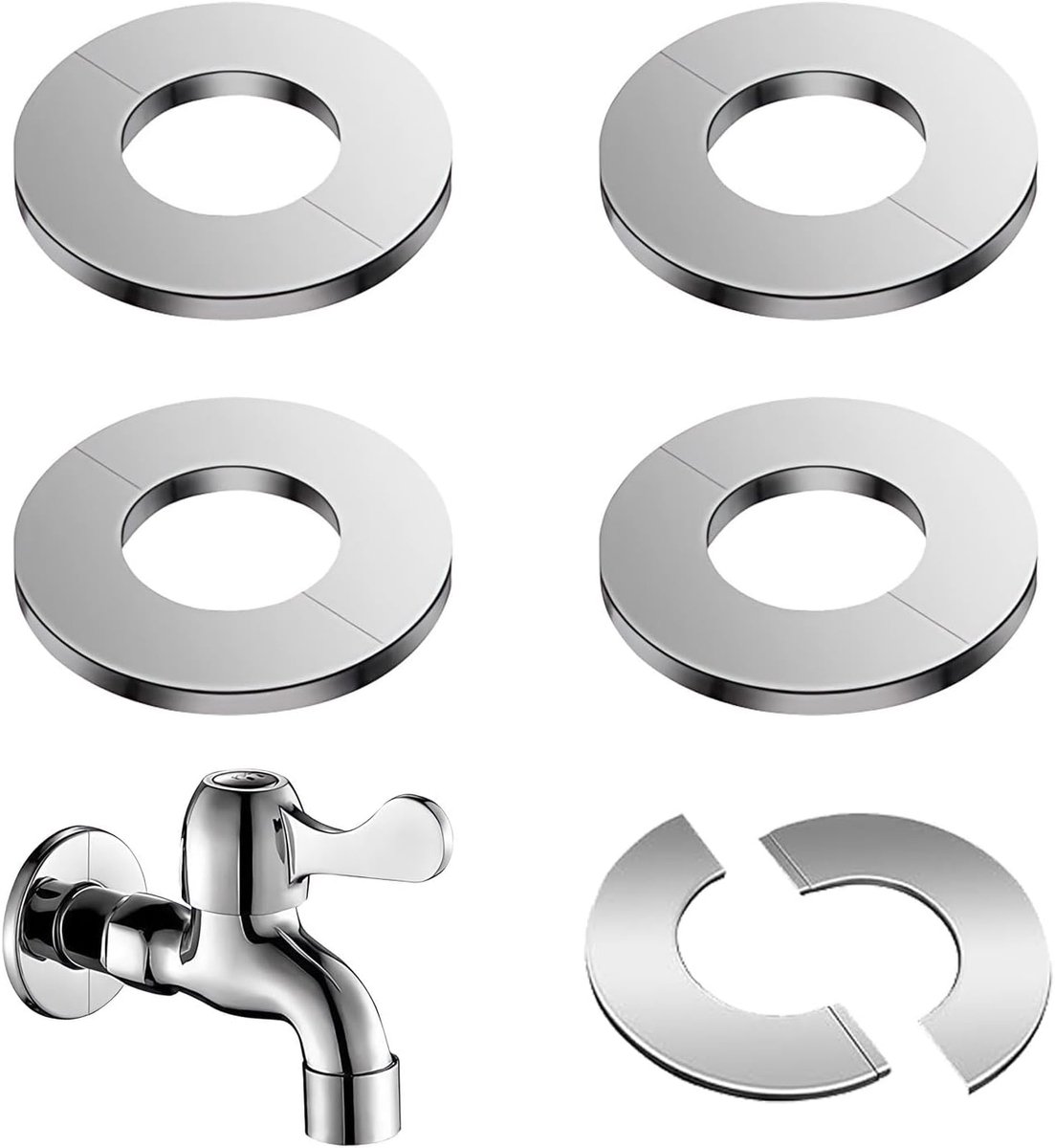 Prampe Heating Pipe Rosettes, Cover Rosette Stainless Steel, Diameter 24 mm, Universal Tap Cover, Rosette, Pipe Cuffs - ShopVlot