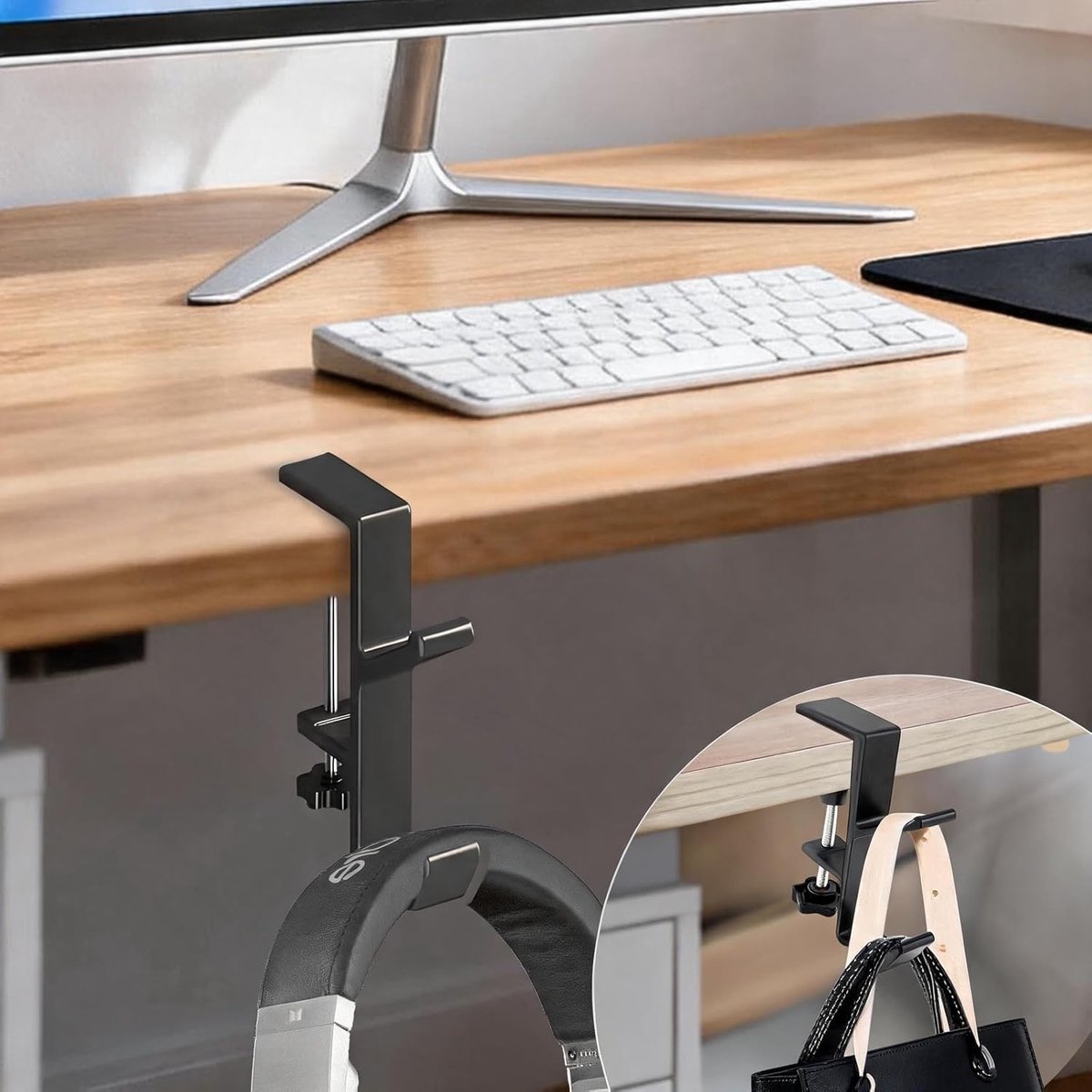 SnelShoppen - Desk Holder voor Bag Holder, Hook Clamp, Backpack Hanger, Portable Desk Holder, Hoofdtelefoonhouder, Ruimtebesparend, Multifunctioneel,