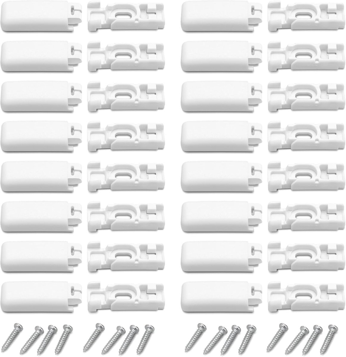 SnelShoppen - Pack van 16 Vouwgordijn Klemmen, Witte PE Klemmen voor Vouwgordijnen, Duurzame Steunbeugels, Inclusief Schroeven voor Thuisgebruik