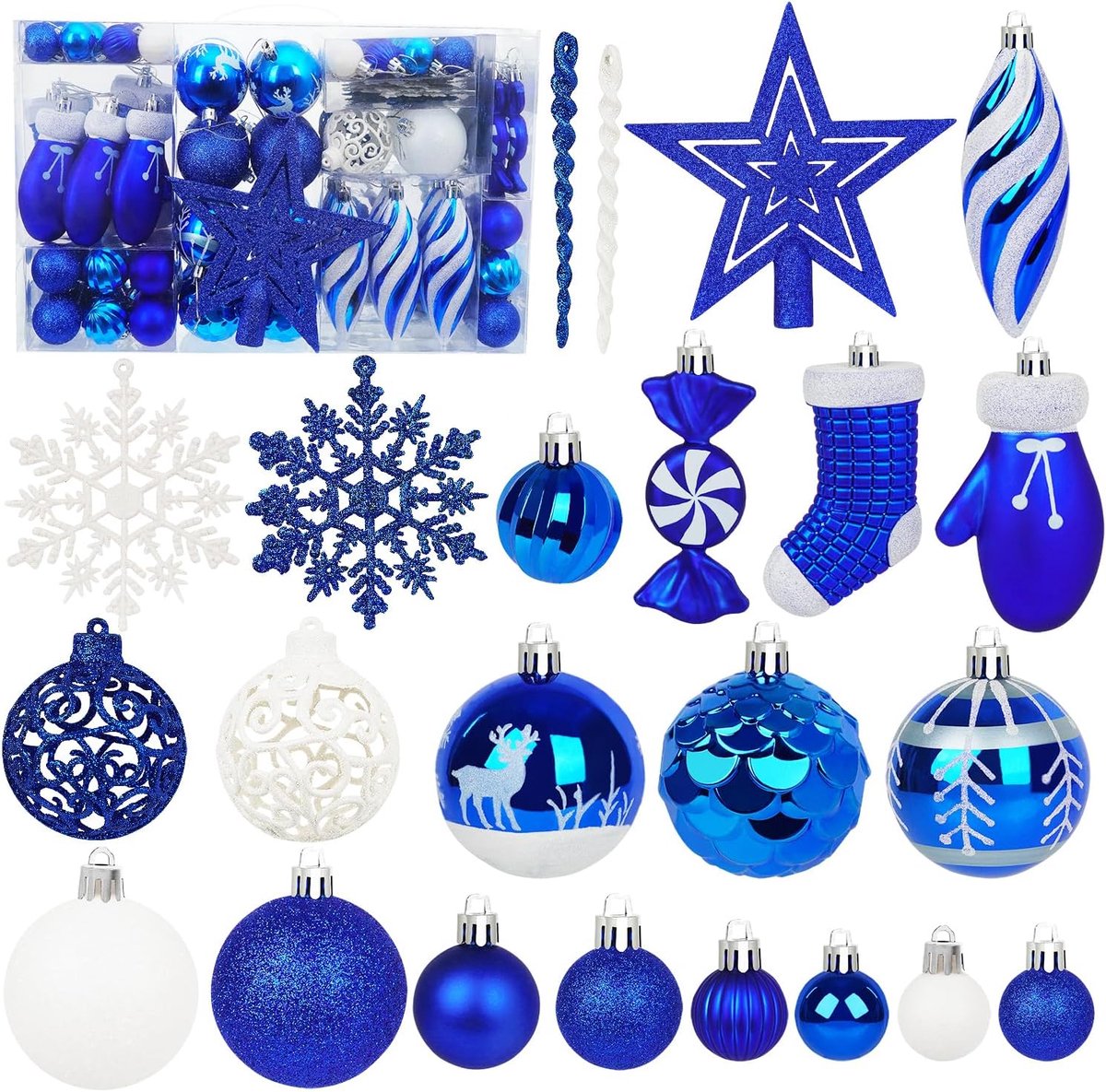 SnelShoppen - Kerstballen Ornamenten Set van 135 Shatterproof Plastic Diverse Vooraf Geknoopte Kerstballen voor Kerstboom Versieringen Feestelijke Par