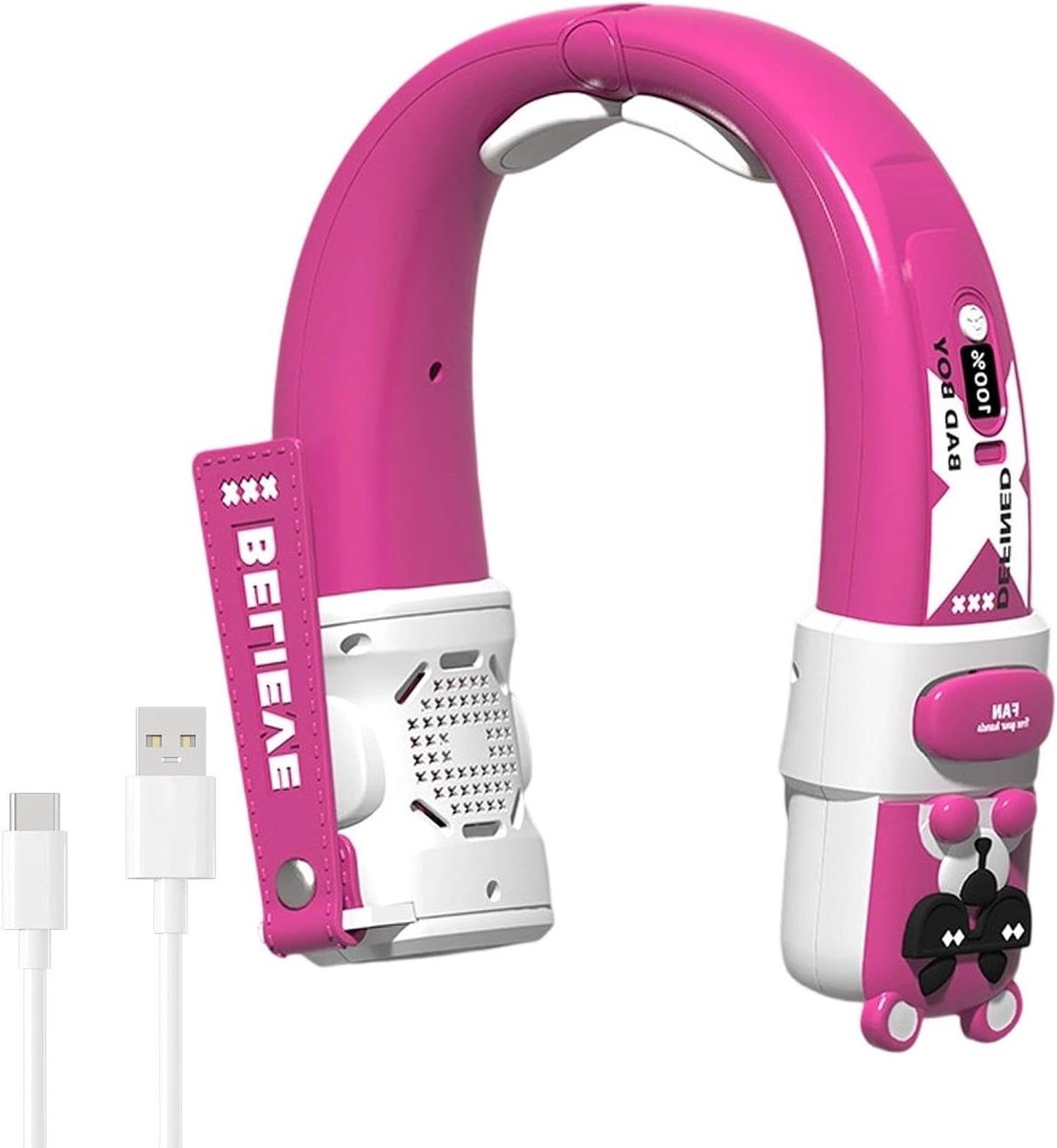 Nek Ventilator - Nek Airconditioner - Persoonlijke Verkoeling - Stil Bladloos Ontwerp - 23.1 x 7.6 x 23.1 cm - Roze