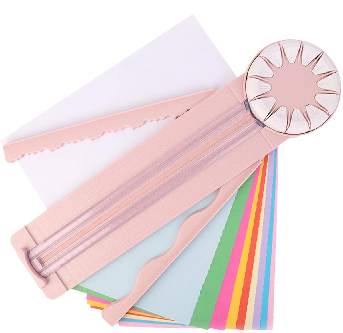 Papier Ambachten Randsnijder - Kaart Cutter - Papier Snijden - 12 Snijpatronen - 46.8 x 12.3 cm - Roze