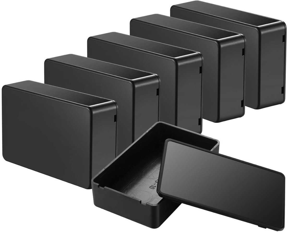 6-Pak Elektronische Projectdoos, Kunststof Behuizingskappen, Elektronica Behuizing, Zwart IP65/IP66 Verbinding-/Verdelerdoos Elektrische Accessoire Box voor DIY -100x60x25 mm