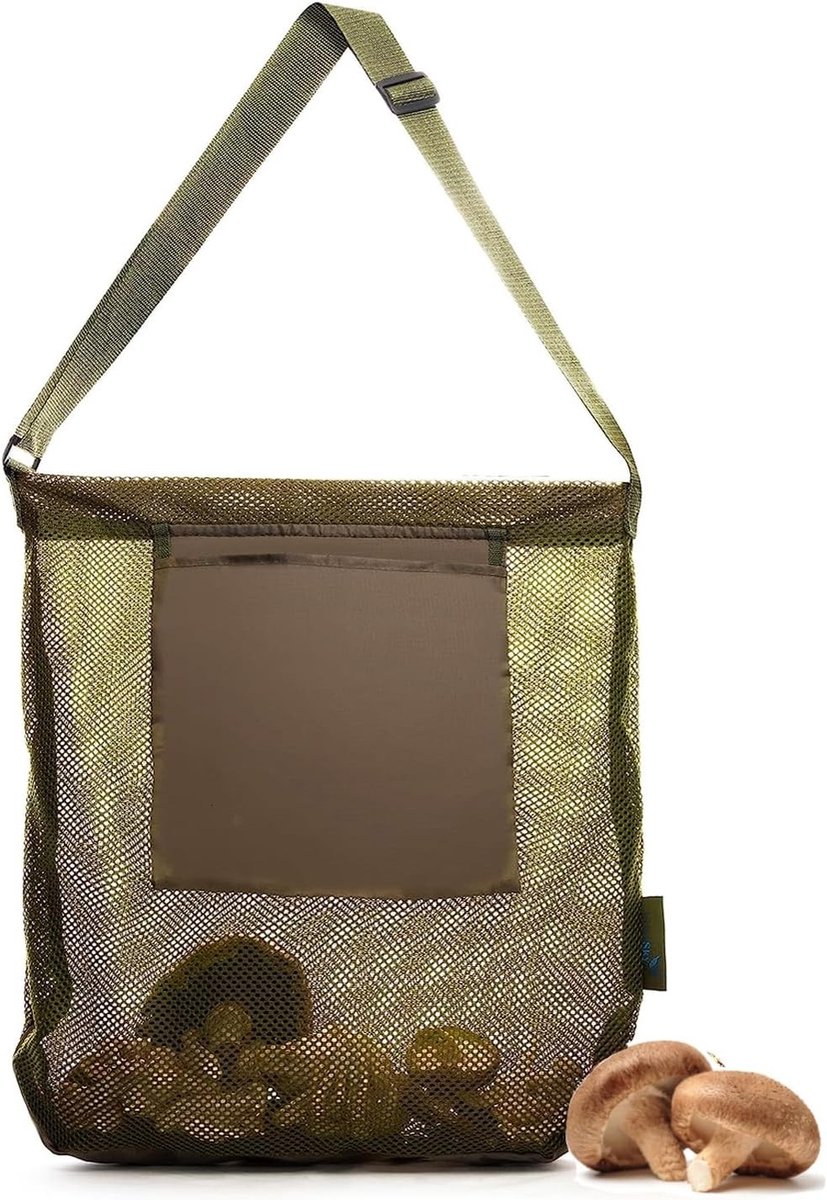 Mushroom Collecting Tas voor Paddenstoelen Jagen, Verzamelen en Oogsten met Verstelbare Schouderband, Ideaal voor Kamperen en Wandelen, Olijfgroen, Één Maat