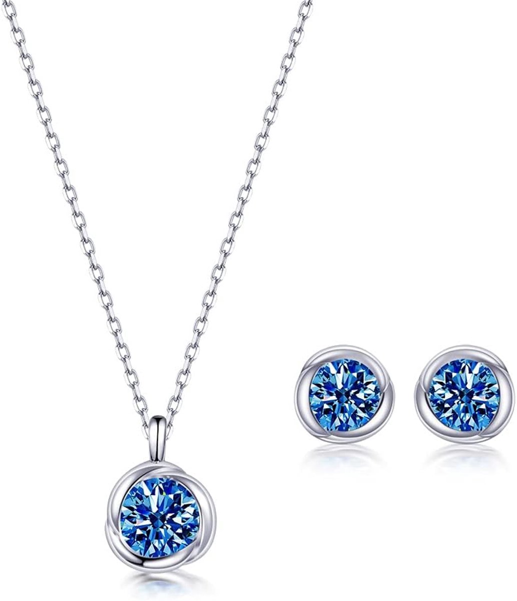 immobird sieraden set dames sterling zilver 925 met geboortesteen Rose hanger ketting en oorbellen set cadeau voor vrouwen mama meisje