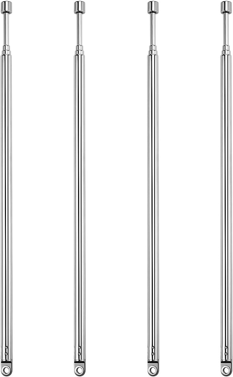 4 Stuks 60cm 4 Secties Telescopische Antenne, FM Draagbare Radio antenne Vervanging, Vervangende Telescopische Antenne, voor TV Radio DAB FM/AM Stereo Ontvangst