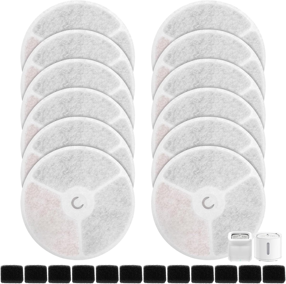12 stuks kattenfonteinfilters compatibel met E versweet Solo 2/Solo SE/3 Pro/2S/3, vervangingsfilters voor schoon en vers drinkwater voor katten en kittens, met 12 sponzen