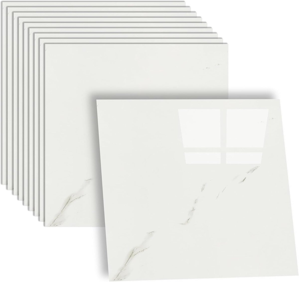 10 stuks zelfklevende tegels keuken marmer - plaktegels wit waterdicht 30 x 30 cm - wandpanelen zelfklevend voor wanddecoratie slaapkamer woonkamer badkamer