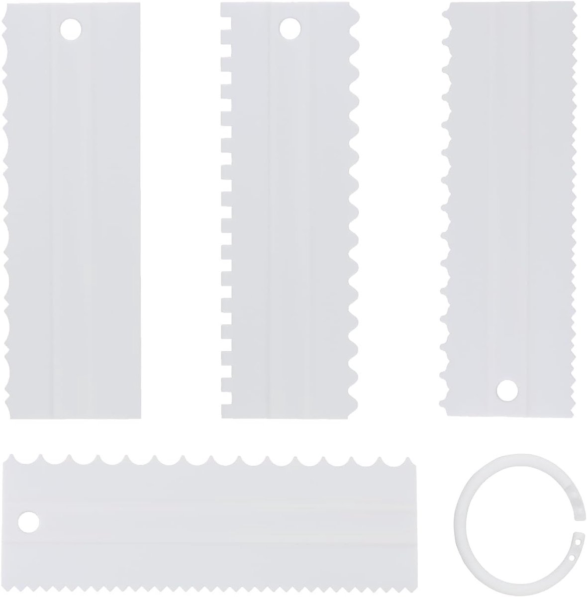 SnelShoppen - 4 Stuks Plastic Roomafstrijkers, Smooth Butter Cream en Taartafstrijkers voor Icing DIY Bakgerei om Texturen te Maken (Wit)