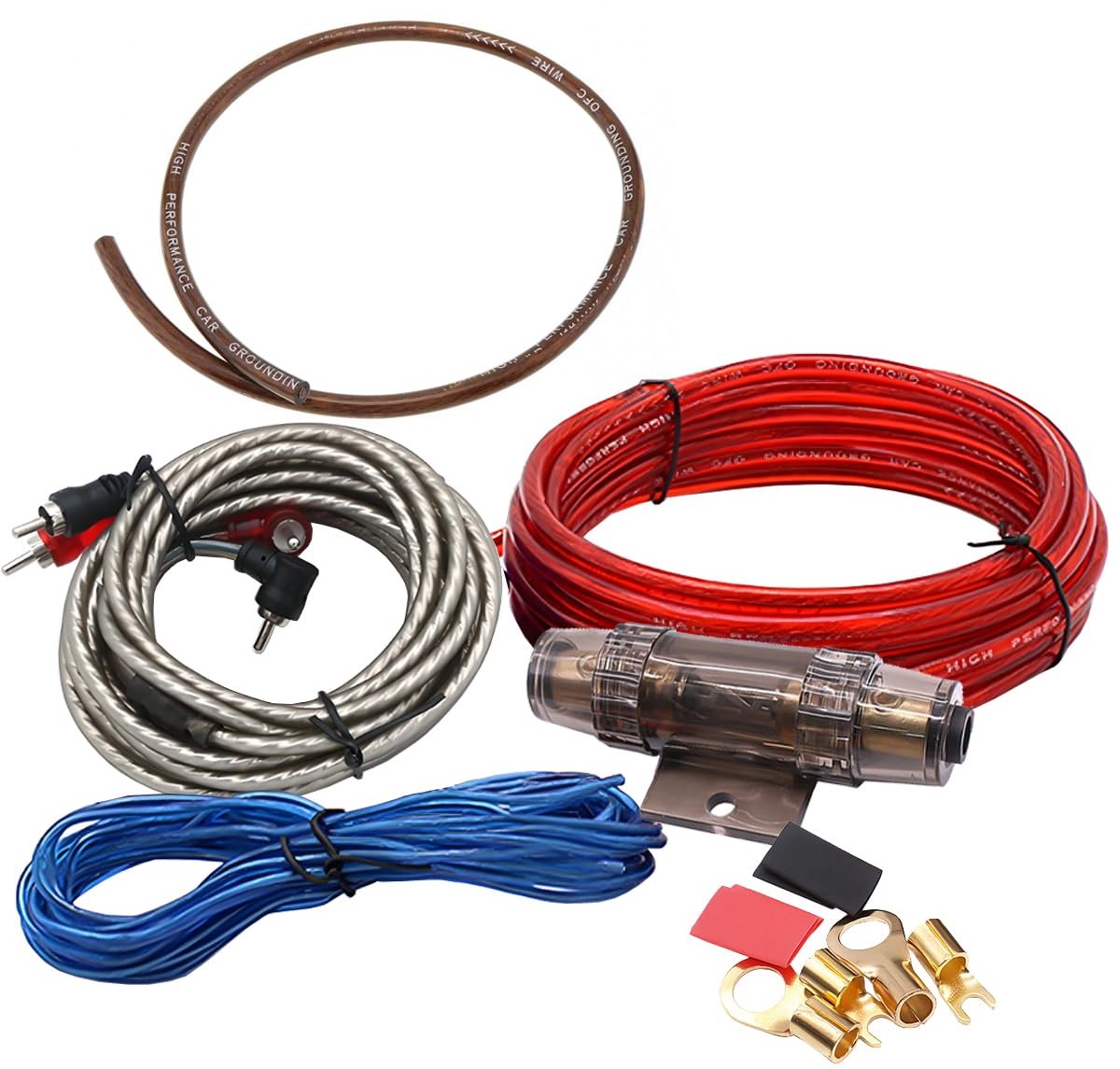 10GA autoversterker kabelset 10 AWG auto audio eindversterkers kabelset 1500W stereo subwoofer installatieset eindversterker aansluiting set stroomkabel RCA draad stekker zekering