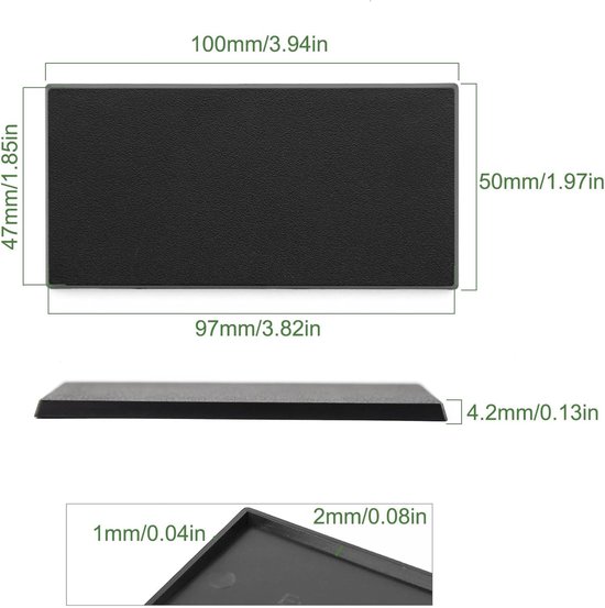 Rechthoekige basis van kunststof voor figuren of miniaturen voor oorlogsspelletjes tafeldecoratie (4 stuks 50 x 100 mm) — afbeelding 4