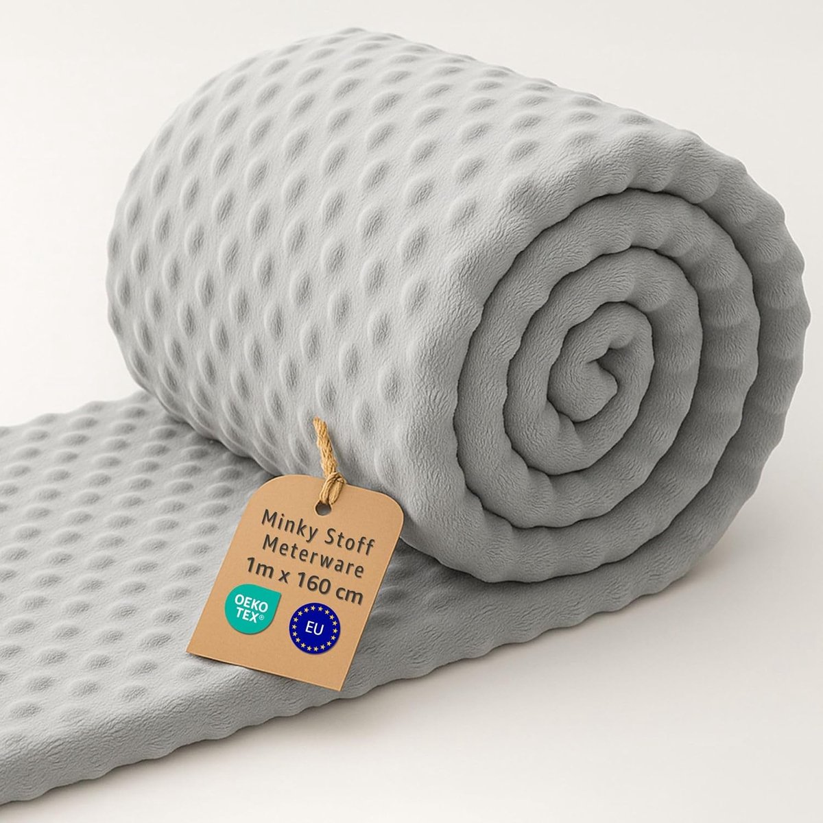 Stof per Meter Minky Pluche Polyester 1 M x 160 cm – Naaistof Superzacht voor Dekens Spreien Knuffels Accessoires Geschikt voor Babyhuid met Oeko Tex Lichtgrijs