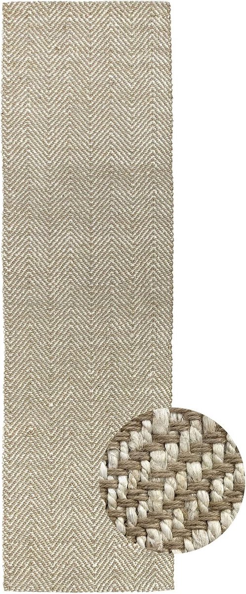 - Vloerkleed Jute Wit Kleur, Alcazar Jute Tapijt 100% Natuurlijke Jutevezel, Zacht Tapijt en Gemiddelde Weerstand, Handgeweven, Woonkamer, Slaapkamer, Hal Tapijt - (200x80cm)