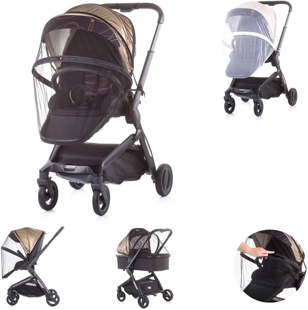 Muggennet voor kinderwagen - Zwart - Voorzien van rits - Betrouwbare bescherming tegen insecten - ShopVlot