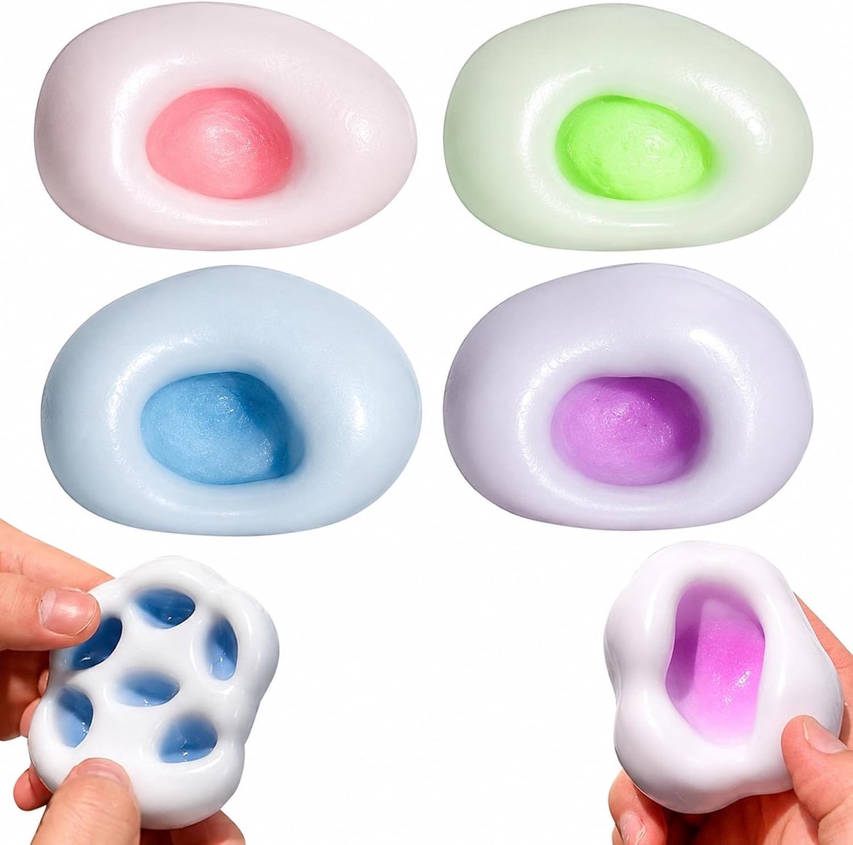 4 stuks druivenstressbal, druivenstressbal, parelstressbal, klein knijpbal, anti-stress speelgoed, ballen om te kneden, drukken en te ontspannen