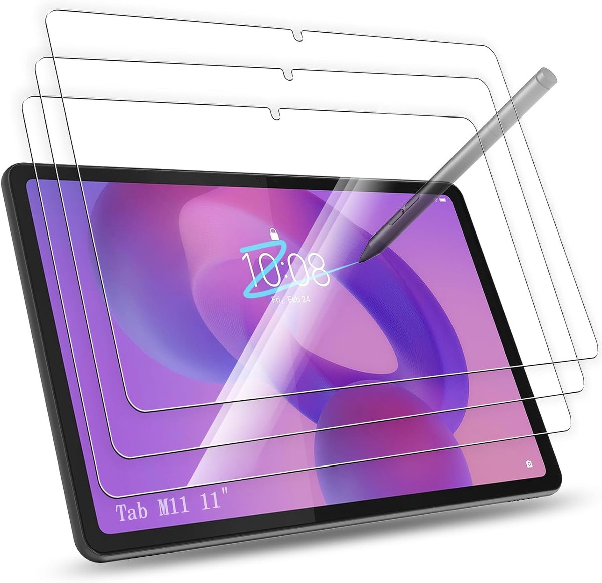 3 stuks gehard glas, compatibel met Lenovo Tab M11 (11 inch), displaybescherming, krasbestendig, schokbestendig, zonder luchtbellen, HD, compatibel met Lenovo Tab M11 11 inch