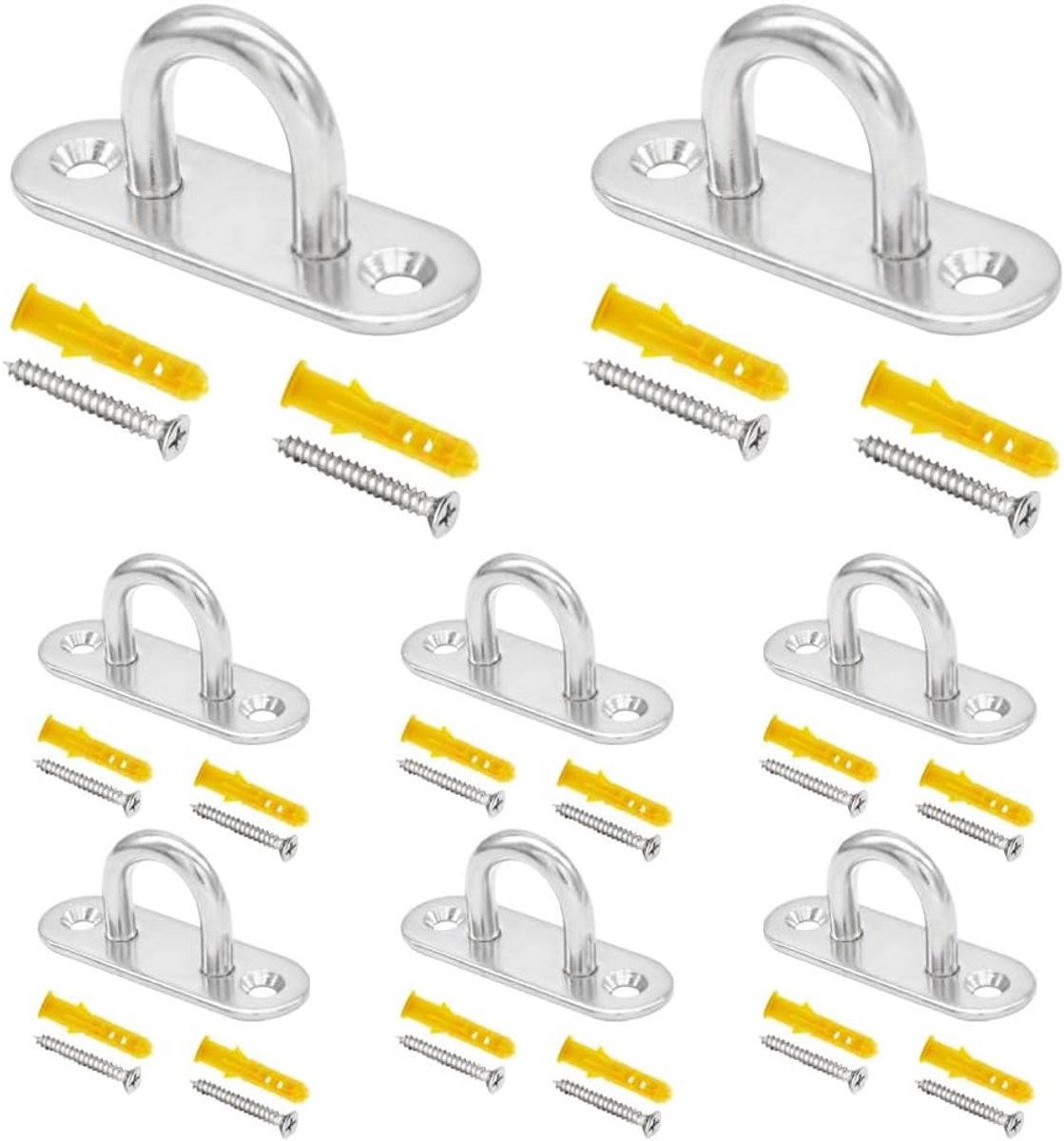 Haken/Lussen M6 304 Roestvrij Staal Pad Oogplaat Hardware Ring Haken voor Opknoping fix en Installatie Zandzakken Yoga Waslijnen Hangmanden, met Schroeven (U/M6/CXG)