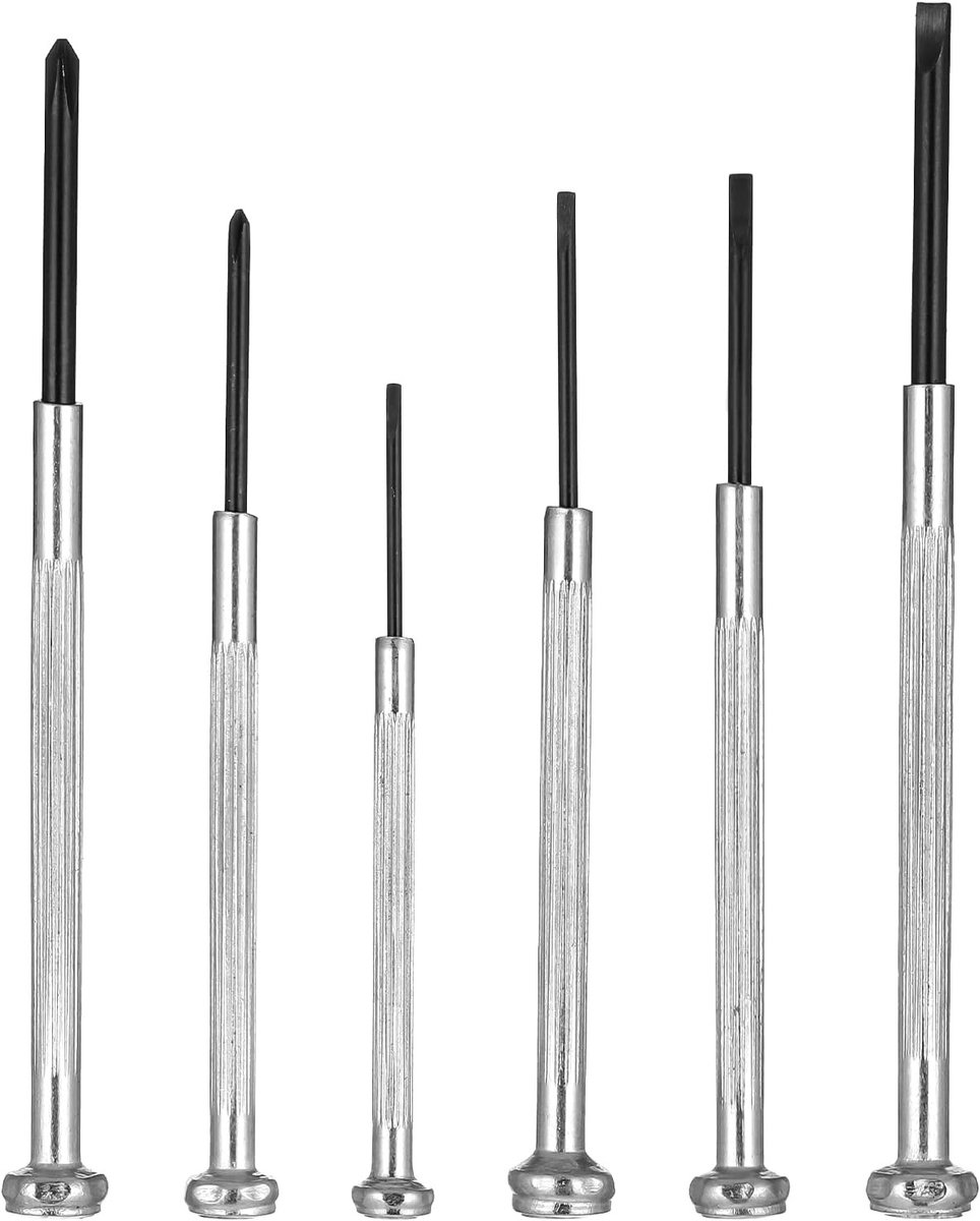 6-in-1 Mini Schroevendraaierset met 6 Stukken, Precisie Schroevendraaiers voor Brillen en Mechanica, Reparatieset voor Thuisgebruik