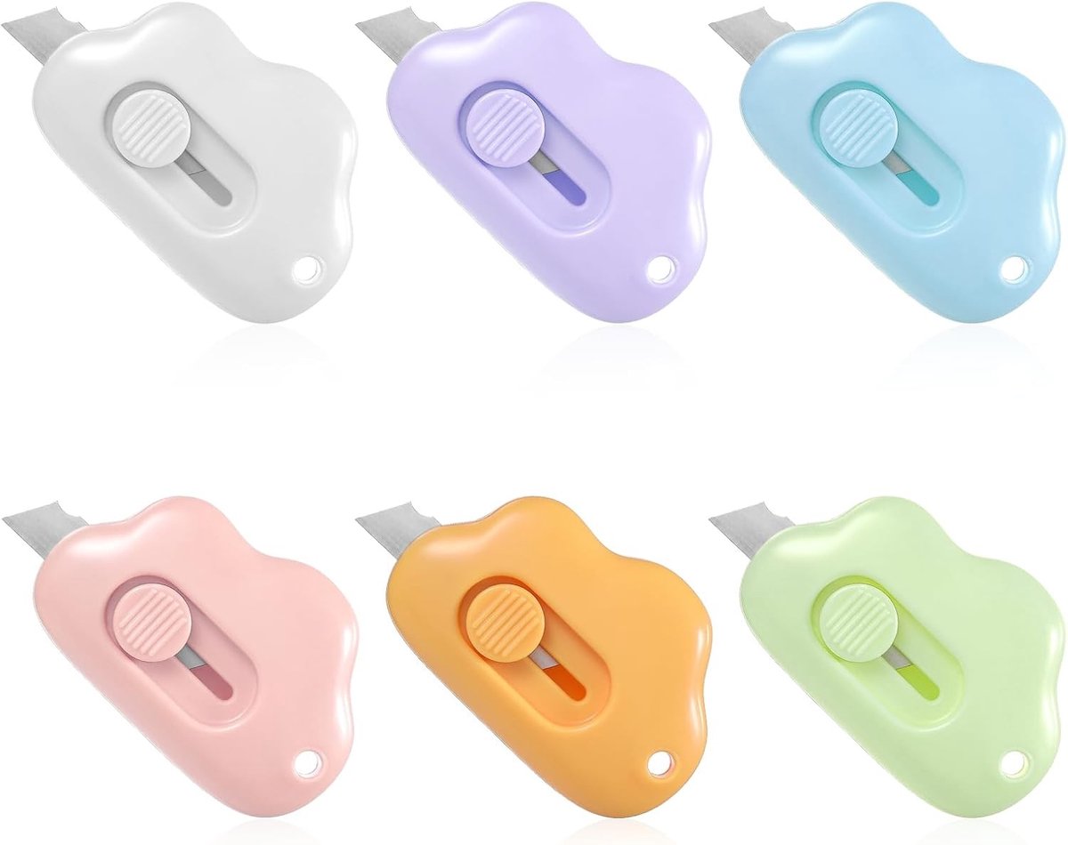 6 Mini Cuttermessen voor Karton, Compacte Box Cutter en Gebruiksvriendelijk Snijgereedschap voor Pakket en Papierbewerking