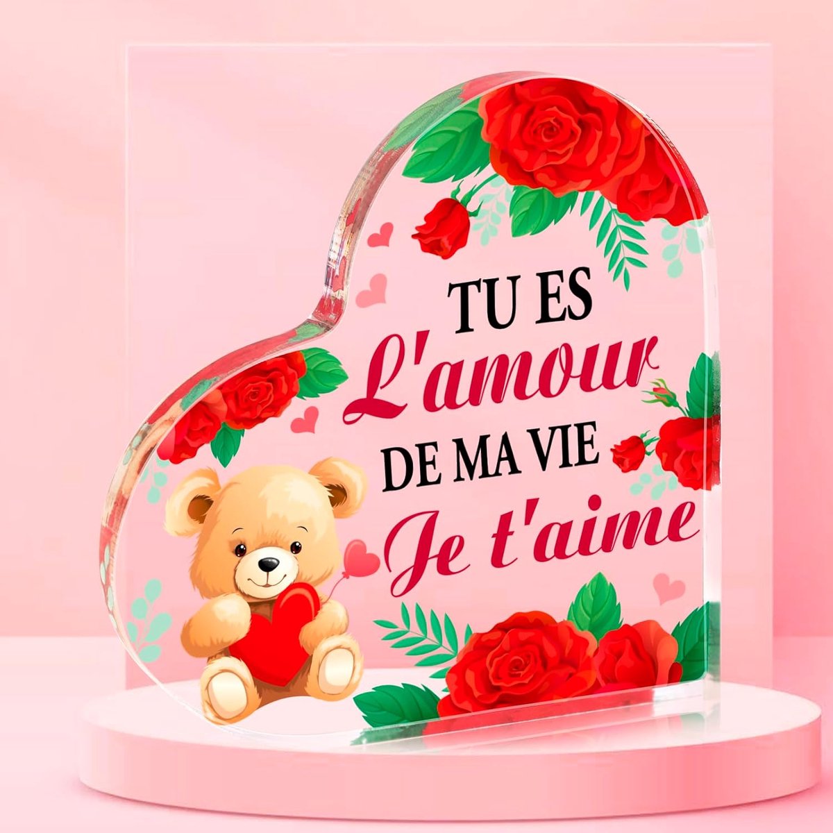 Cadeau voor verliefde koppels, Ich liebe Dich, gegraveerde acrylplaat, cadeau voor hem, vriend, vriendin, verjaardag, bruiloft, Kerstmis, paar, cadeau, decoratieve objecten
