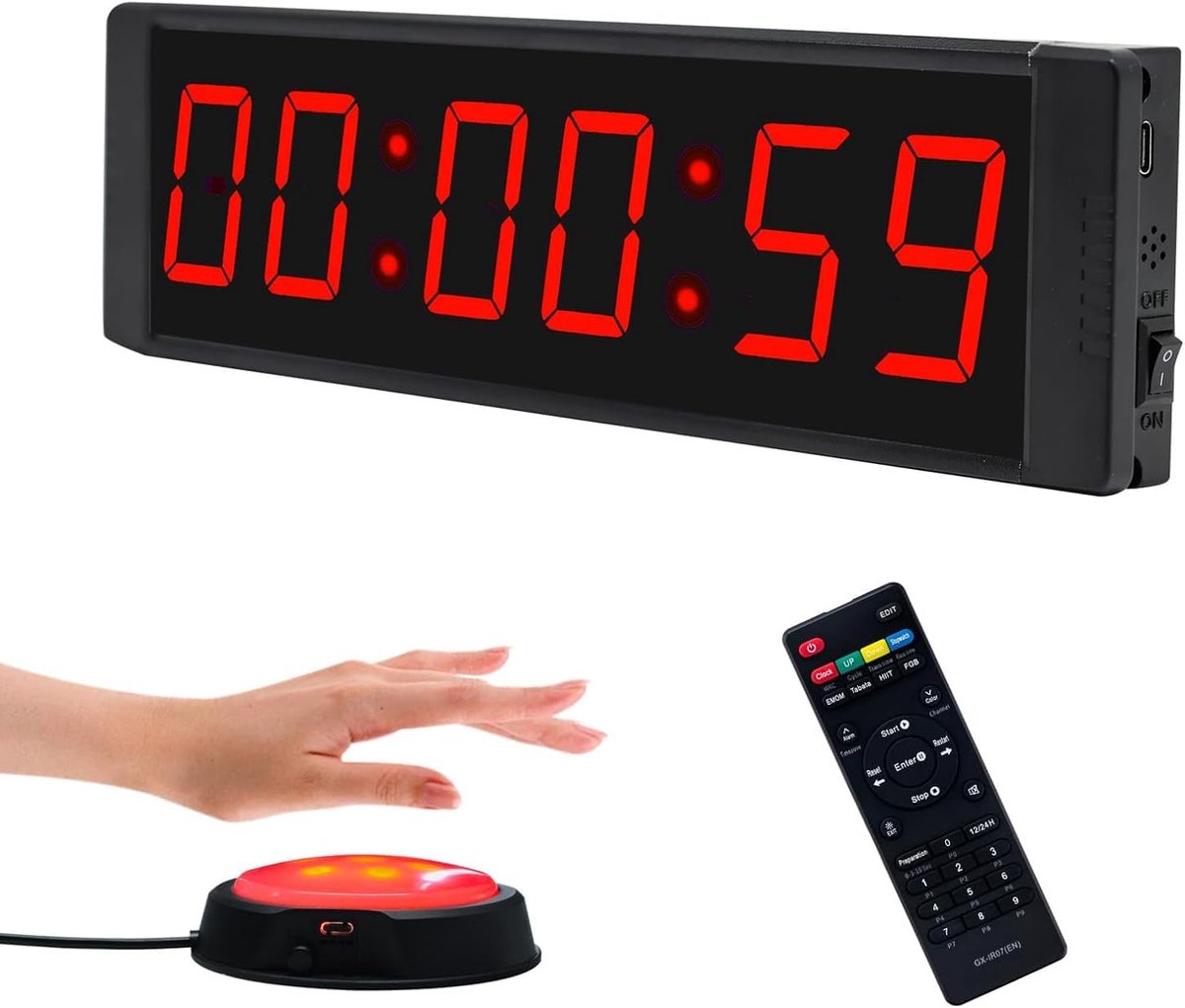 gymtimer met start/stopknop, draagbare digitale stopwatch met afstandsbediening, grote 12/24-uurs led-klok voor workout, sport, thuis, gym