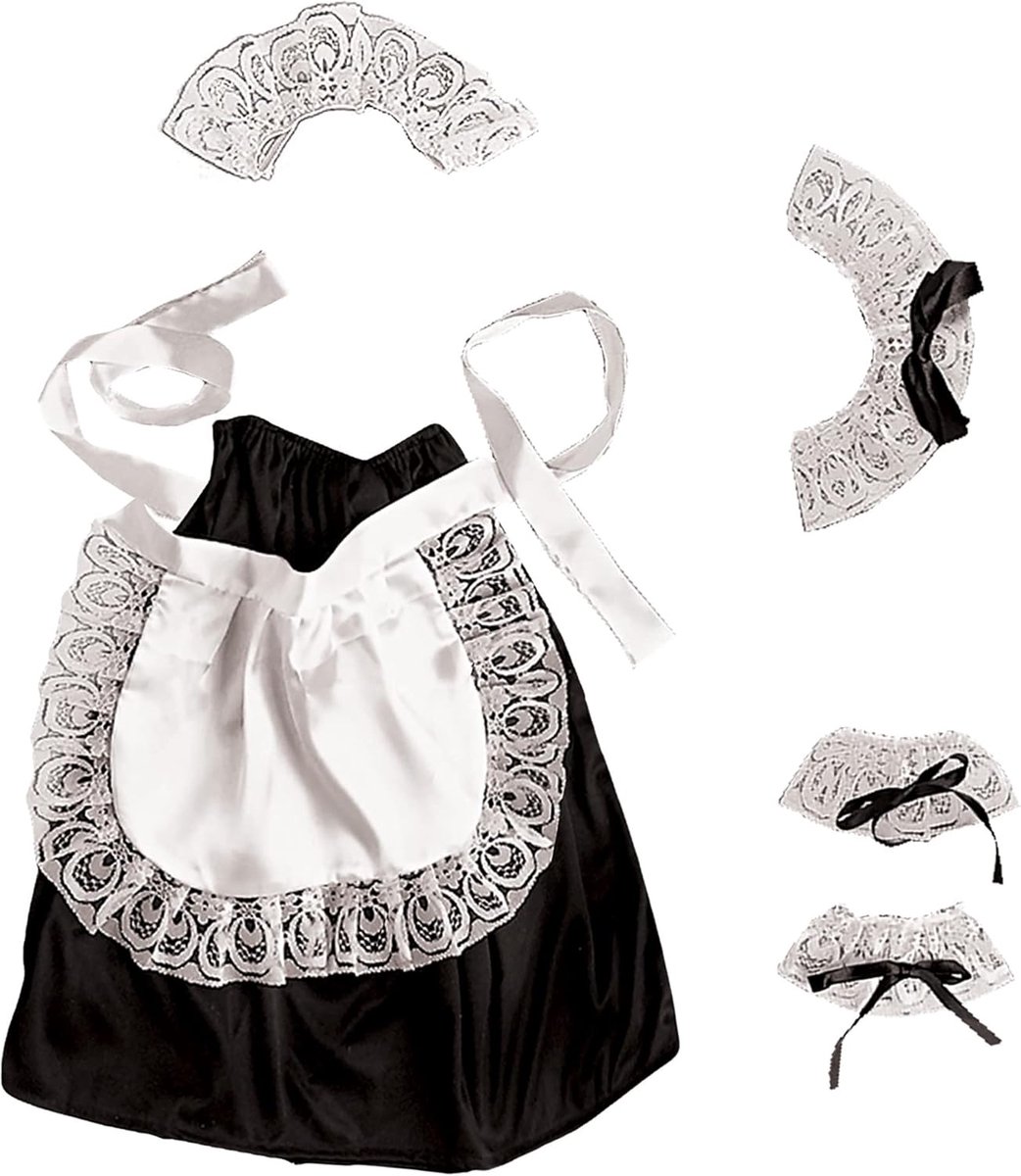 Kostuumset voor meisjes - Huishoudster outfit - Zwart-wit met schort - Ideaal voor themafeesten - ShopVlot