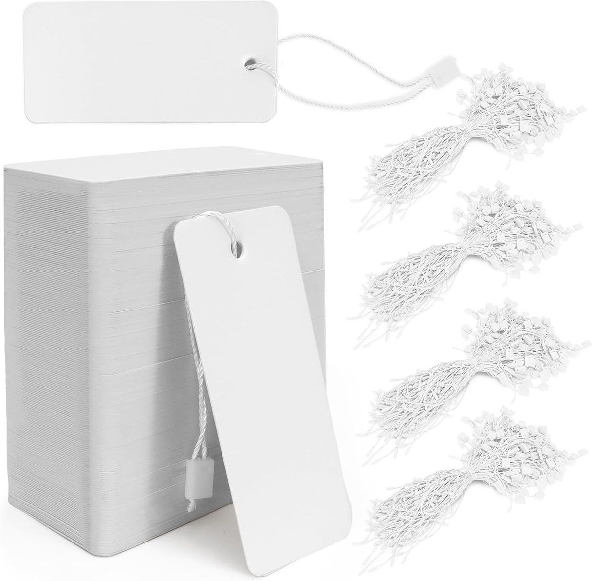 Cadeaulabels met koord - Prijskaartjes blanco - Producten markeren - Hoogwaardig kraftpapier - 400 stuks - Wit