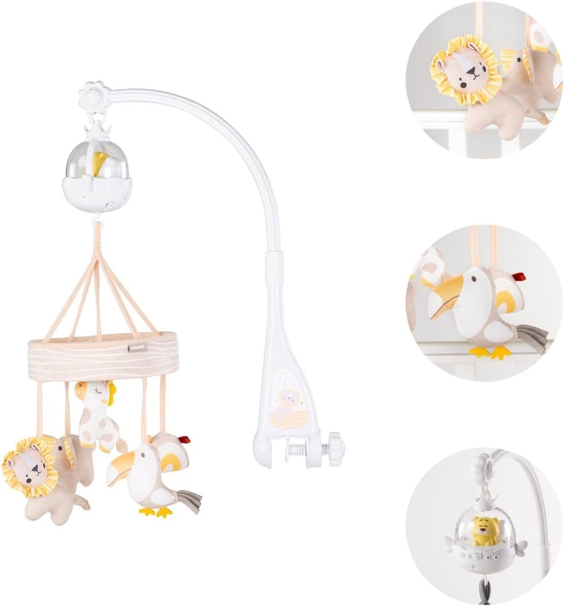 Muziekmobiel rond - beige - projector en timer - stimuleert de zintuigen - ShopVlot