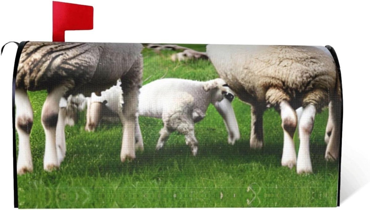 Brievenbushoes Schapen - Brievenbusdecoratie - Brievenbus Versieren - Magnetische Bevestiging - 457 cm x 533 cm - Zwart