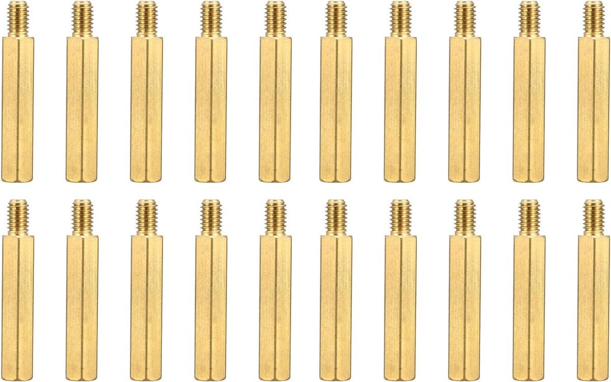 20 stuks M4 afstandschroeven, messing zeskantige PCB-afstandhouders, houd hoogte consistent, geweldig voor moederbord (goudkleurig, 25 mm+6 mm)
