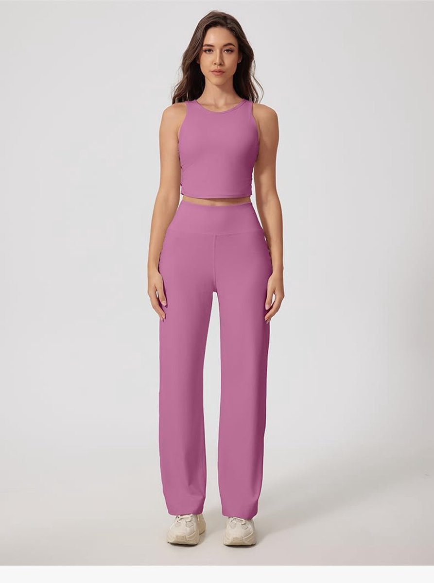Dames yogabroek met hoge taille, effen kleur, rekbare yogabroek, voor gym en daarbuiten