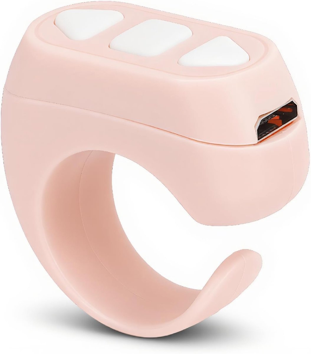 Tiktok Scrolling Ring, Bluetooth Page Turner voor APP, APP Compatibel met IOS & Android (Roze)