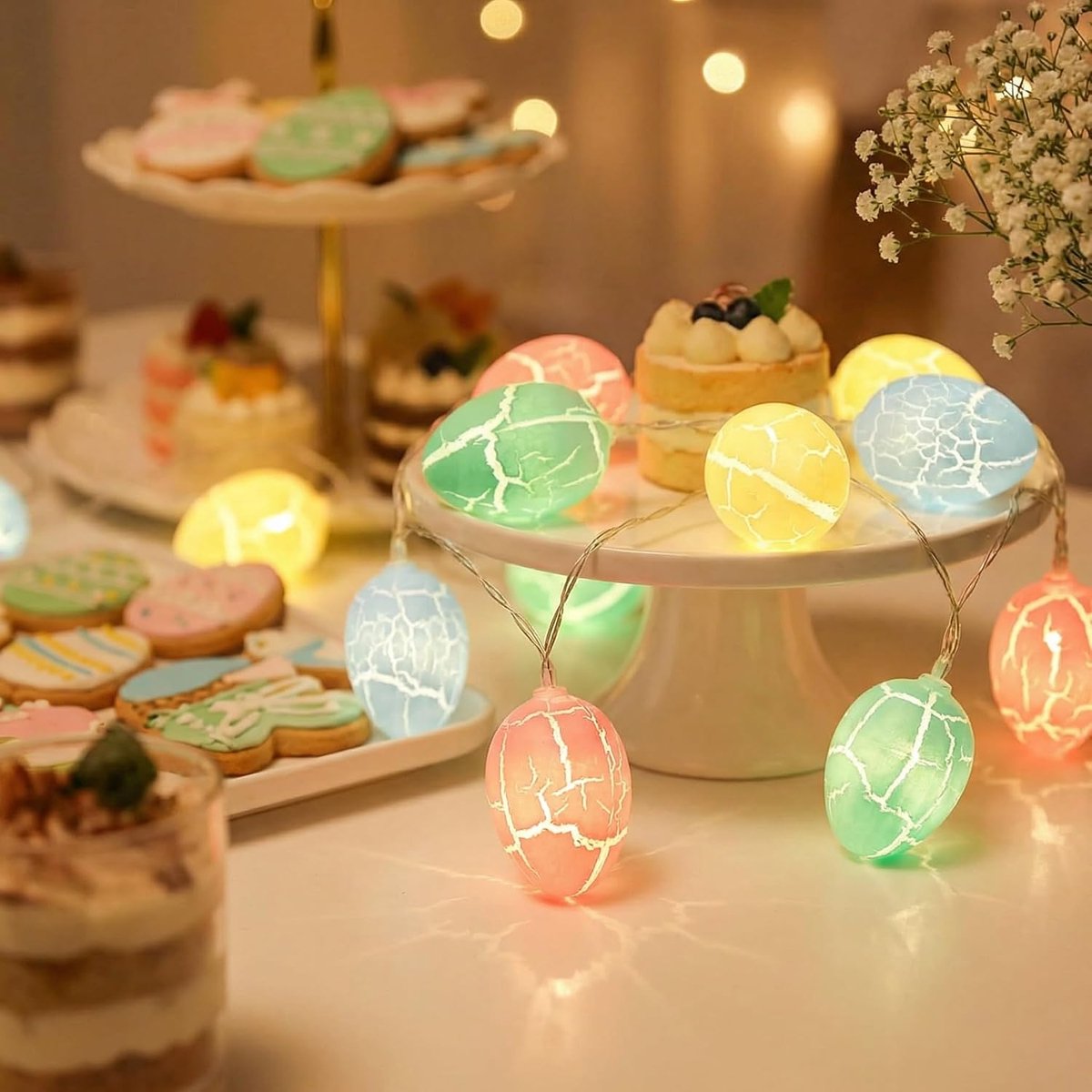 Easter Fairy Lights 2 m 10 LED Fairy Lights with Timer Battery Operated Easter Decoration Outdoor Table Decoration - ShopVlot