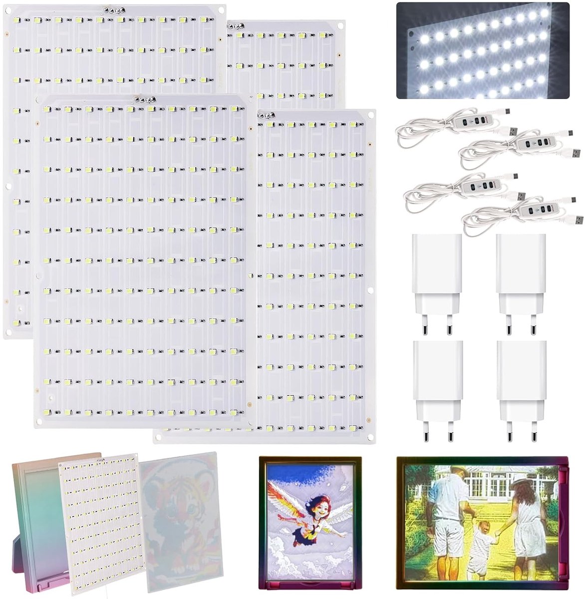 4pcs CMYK LED Backlight Board Kit for Bambu Lab Makerworld Accessories, 3D Printer PCB Lithophone Panel, DIY 3D - ShopVlot