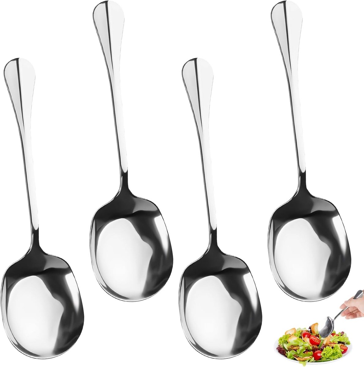 SnelShoppen - 4 Stuks Grote Buffet Eetlepels, 21×6cm, RVS, Roestvrij Staal, Voor Restaurants, Buffetten, Banketten, Hotels, Familiefeesten